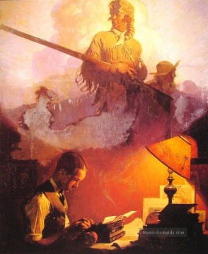 und Daniel Boone kommt zum Leben auf dem Unterholz portable 1923 Norman Rockwell Ölgemälde
